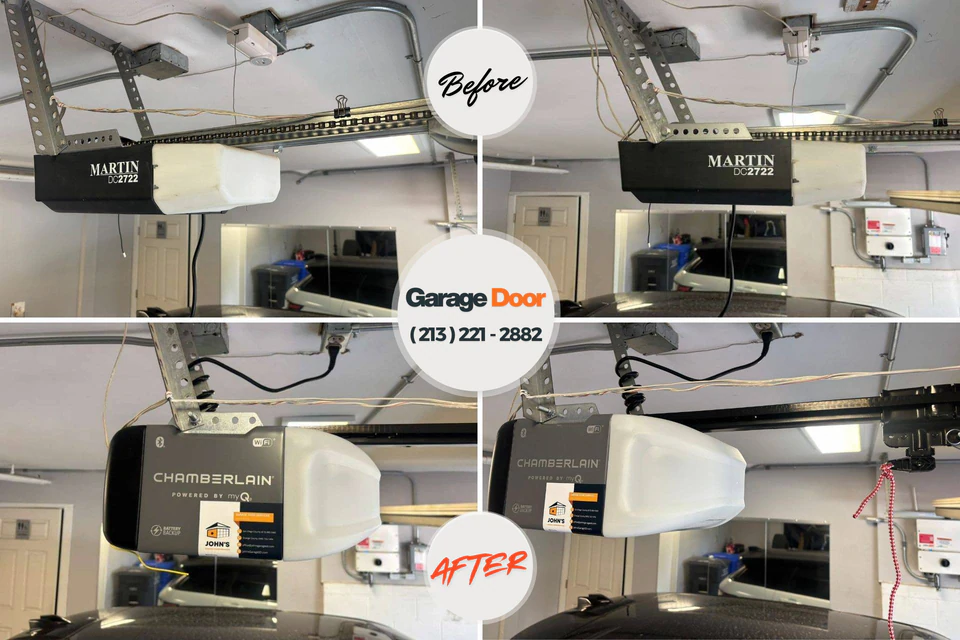Before and after: garage door repair Moodys, OK
